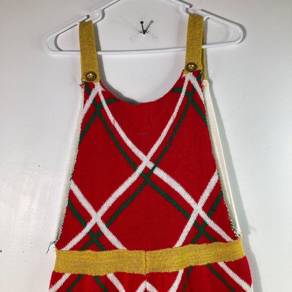 Spade Hill Knit Christmas Sweater Romper Overalls Plaid Red White Plaid XL Missi - Picture 3 of 9
